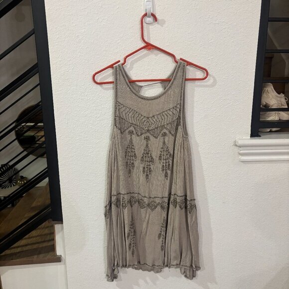 Free People Delilah Beaded Mini Dress Tan - Picture 2 of 7